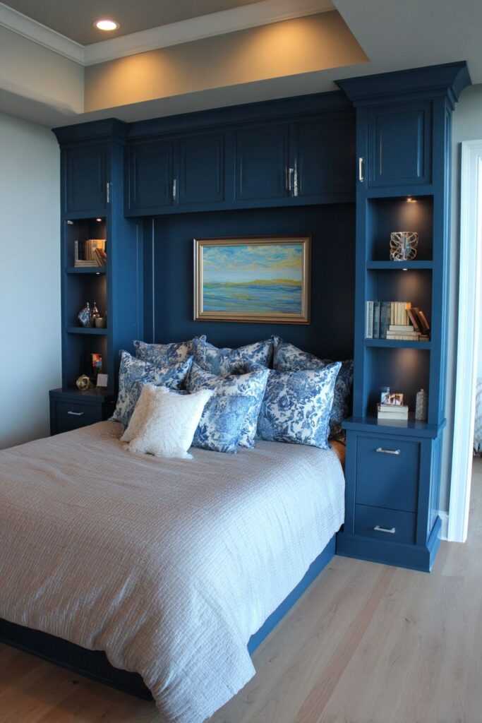 Custom Teal Built-In Cabinetry Suite