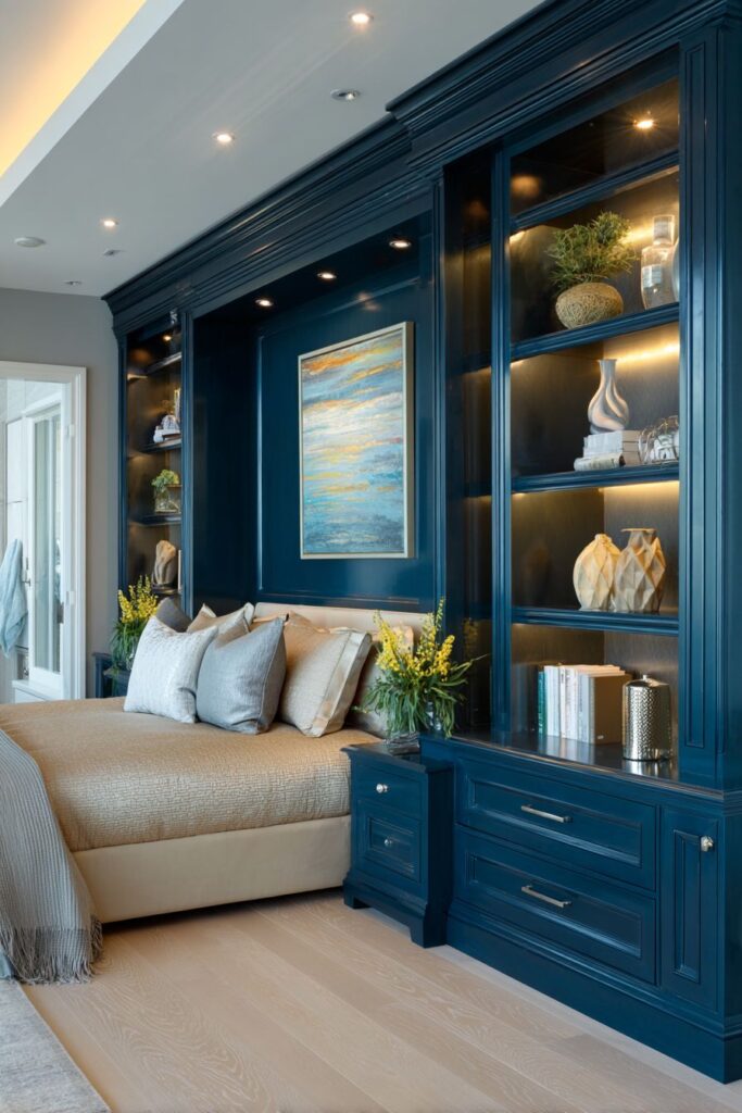 Custom Teal Built-In Cabinetry Suite