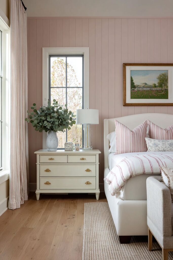 Serene Guest Bedroom with Paneled Accent Wall