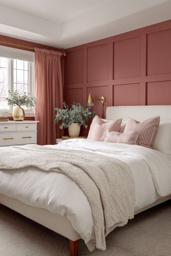 Serene Guest Bedroom with Paneled Accent Wall