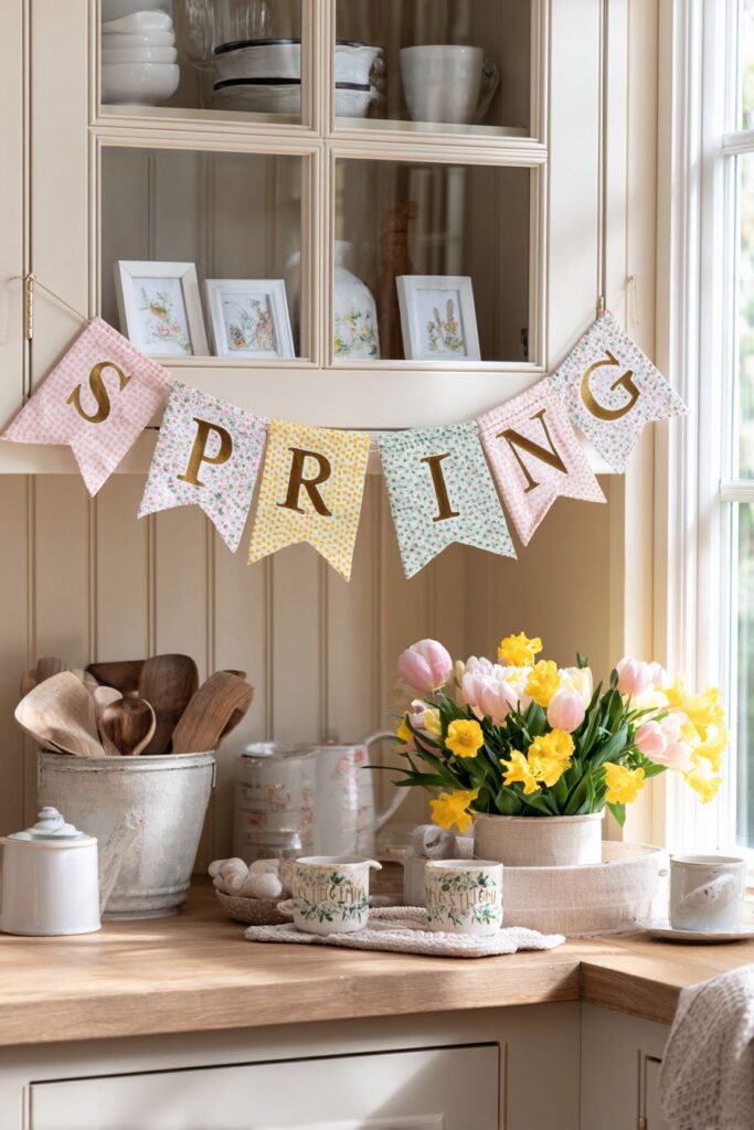 Cozy Cottage Fabric Banner Display