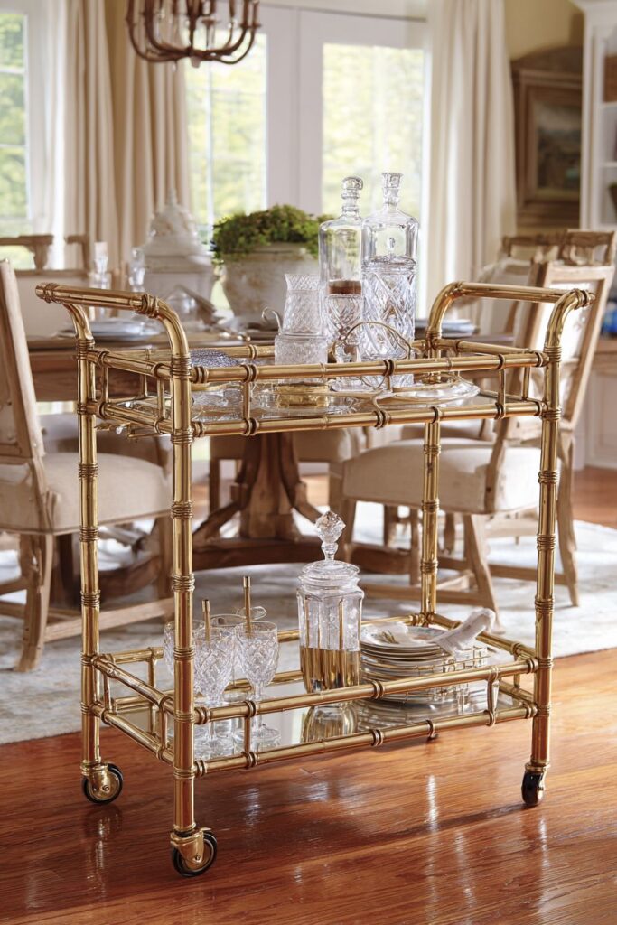 Functional Gold Bar Cart for Entertaining