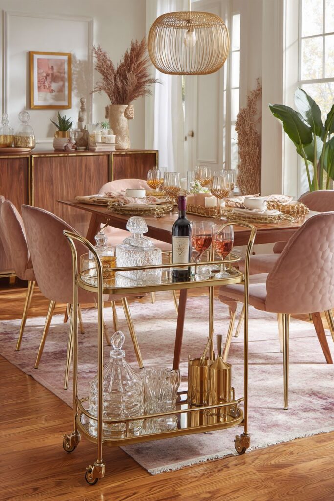 Functional Gold Bar Cart for Entertaining