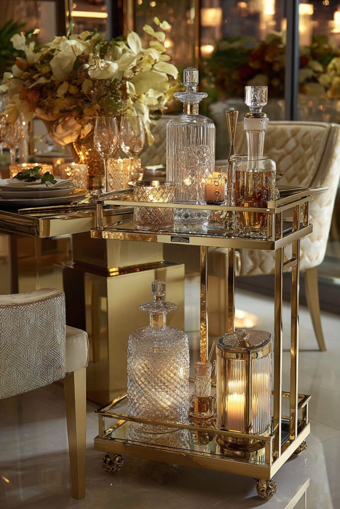 Functional Gold Bar Cart for Entertaining