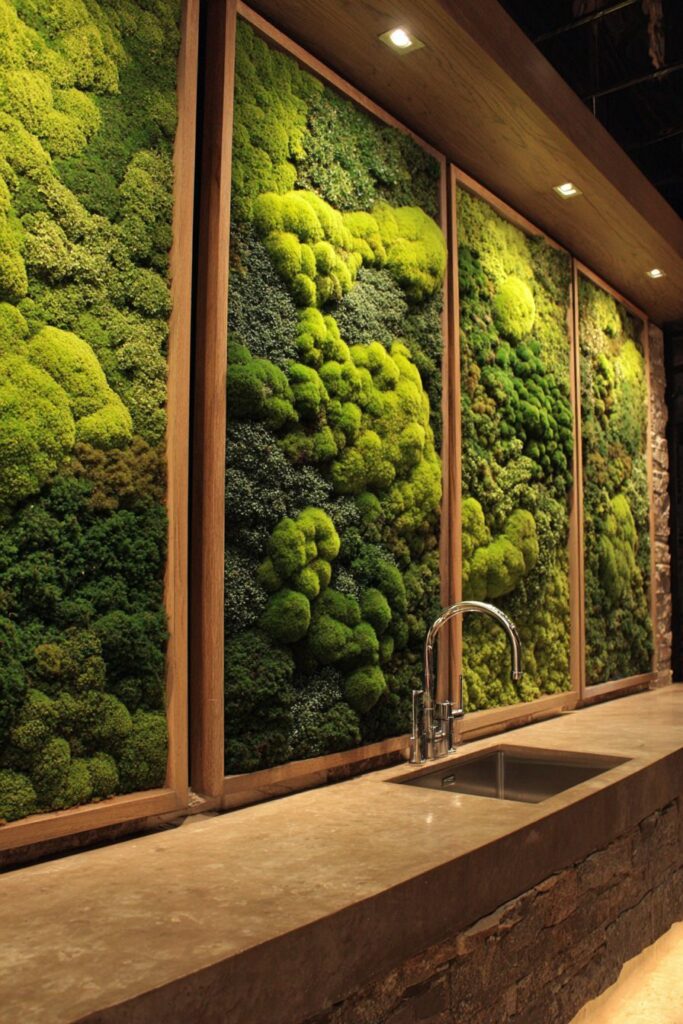 Living Moss Wall with Integrated Lighting