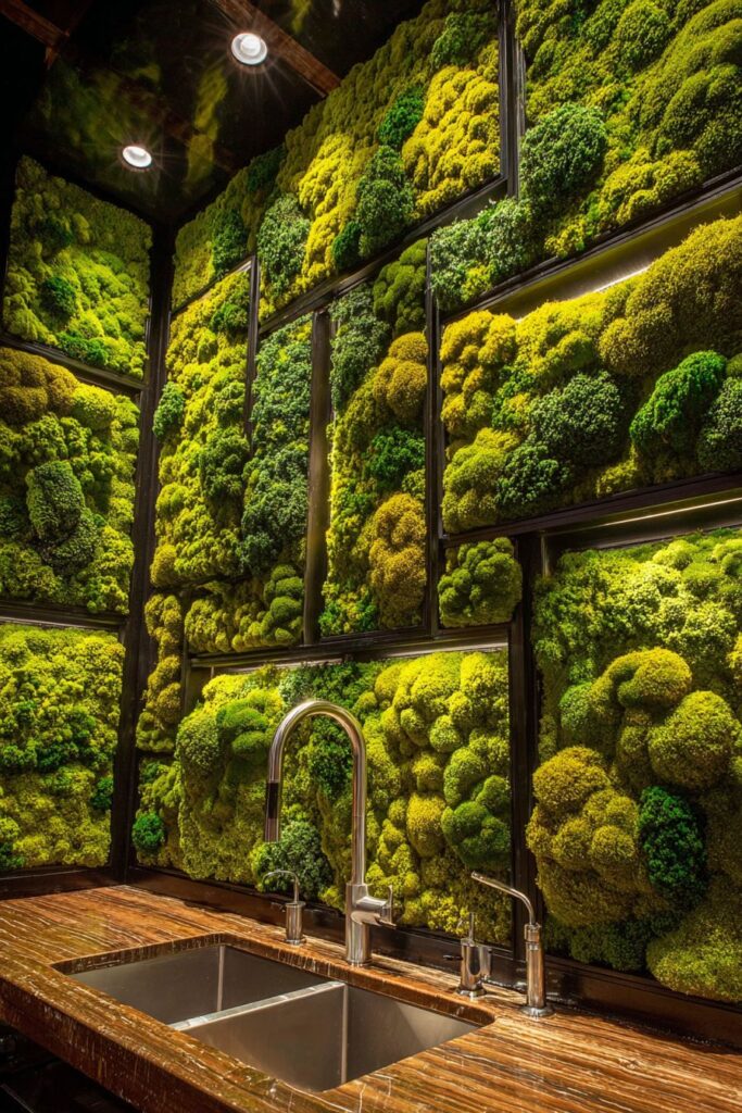 Living Moss Wall with Integrated Lighting