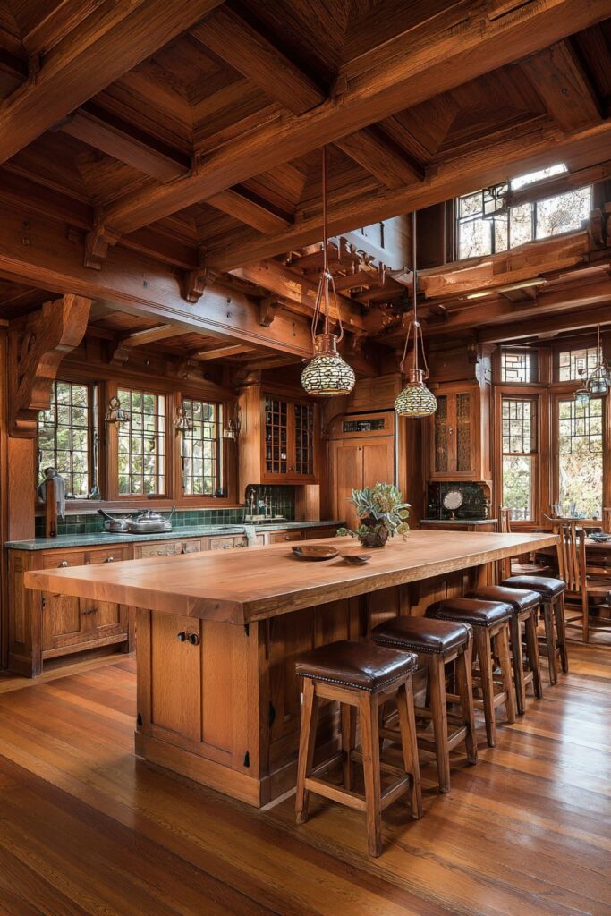 Craftsman-Style Kitchen with Quarter-Sawn Oak Island