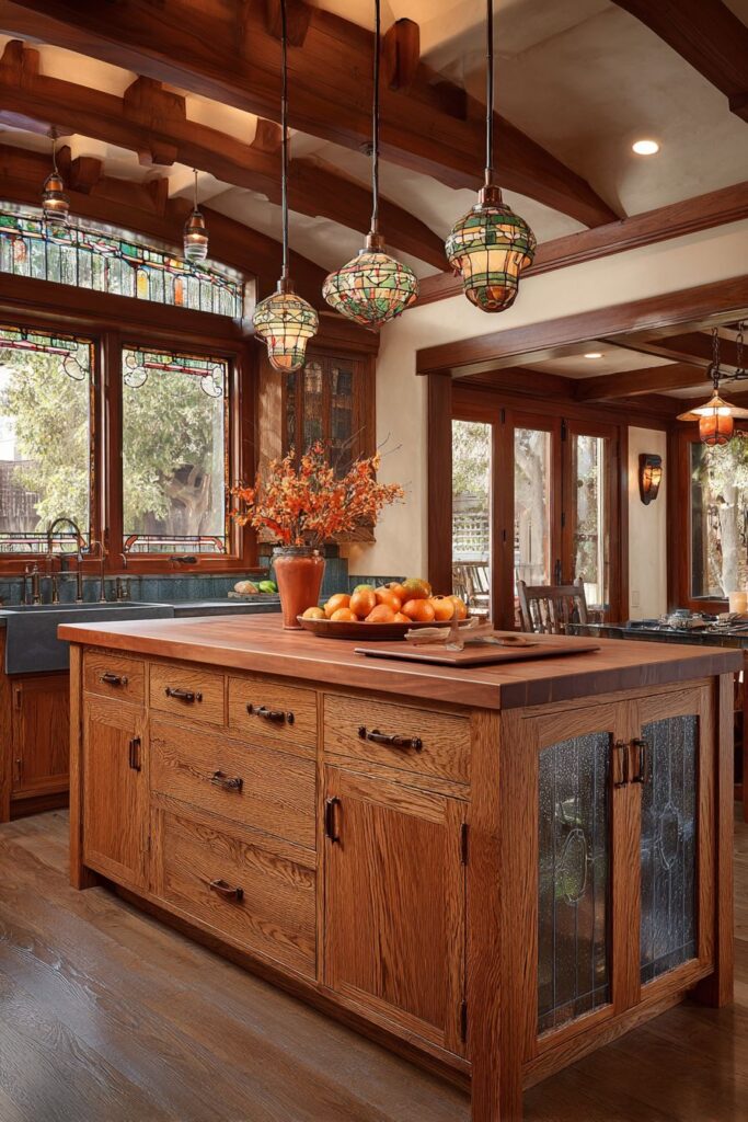 Craftsman-Style Kitchen with Quarter-Sawn Oak Island