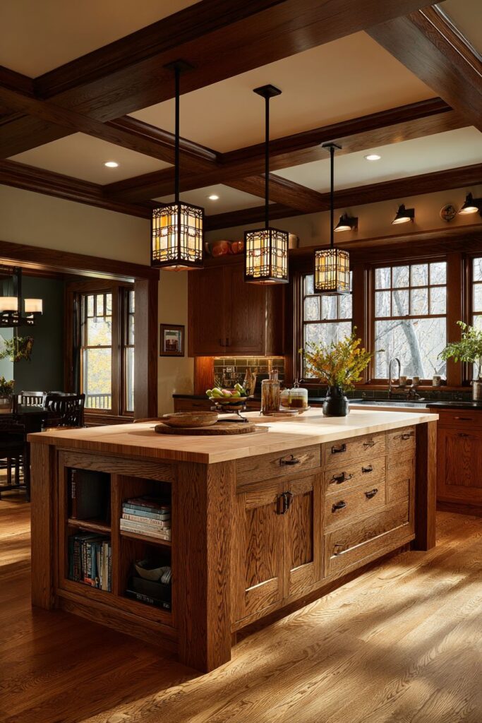 Craftsman-Style Kitchen with Quarter-Sawn Oak Island
