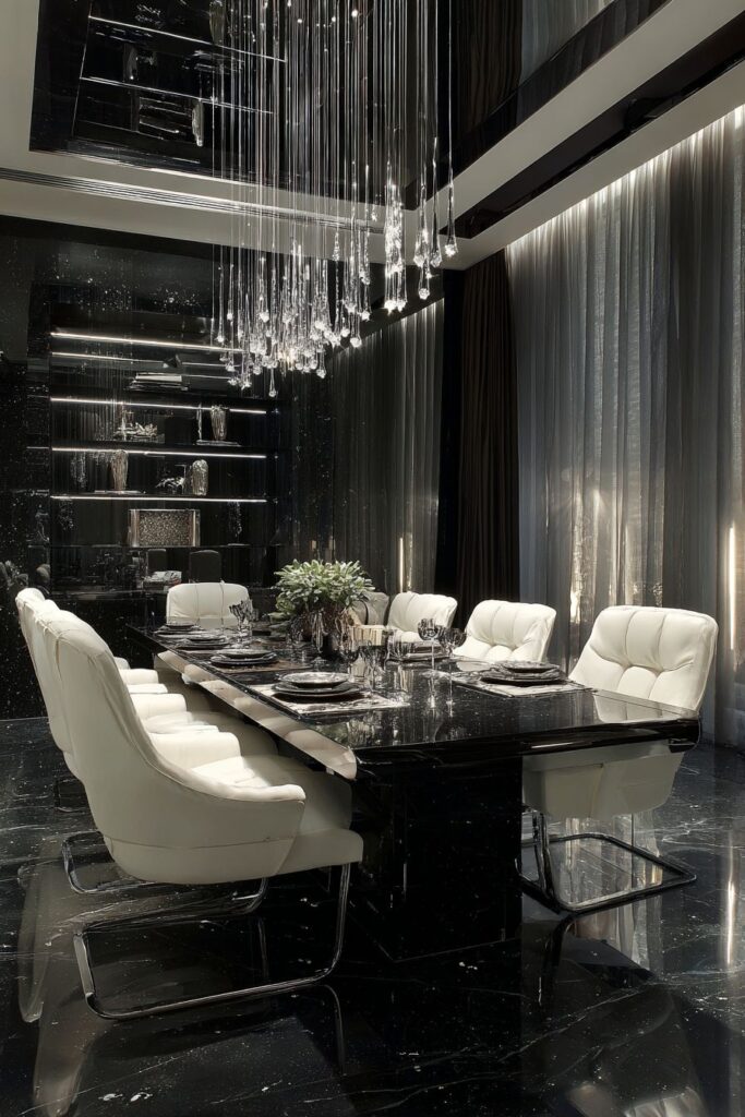 Monochromatic Granite Drama with Italian Leather