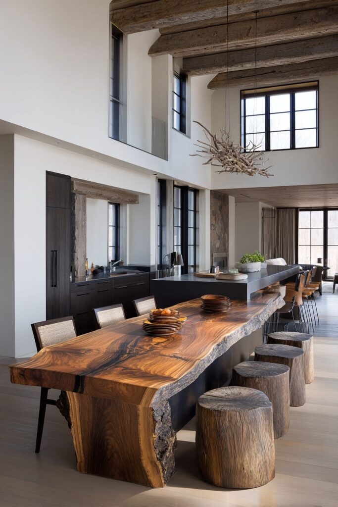 Open Concept Flow with Live-Edge Black Walnut Island Counter