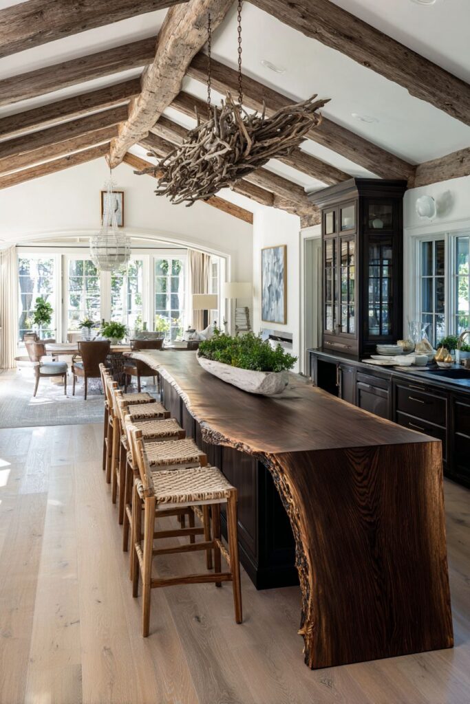Open Concept Flow with Live-Edge Black Walnut Island Counter