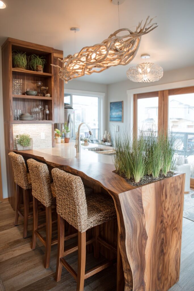 Open Concept Flow with Live-Edge Black Walnut Island Counter