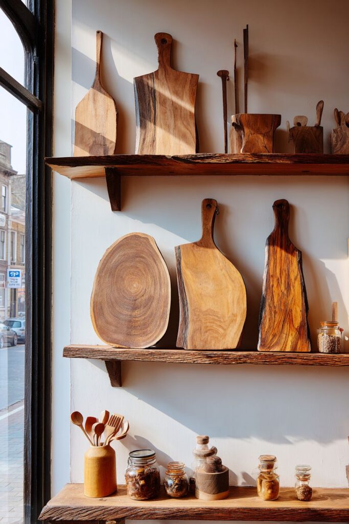 Wooden Kitchen Accessories Display Art