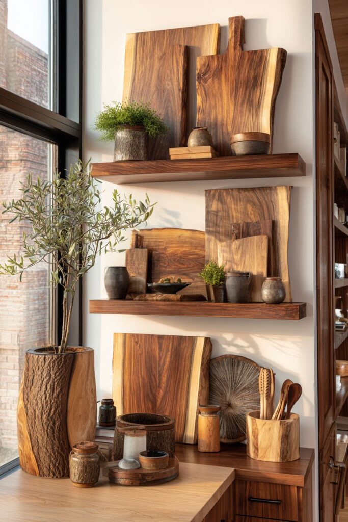 Wooden Kitchen Accessories Display Art