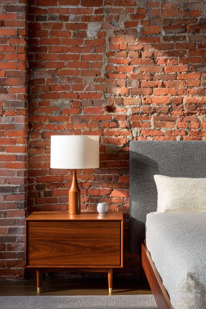 Brick Accent Wall With Material Contrast