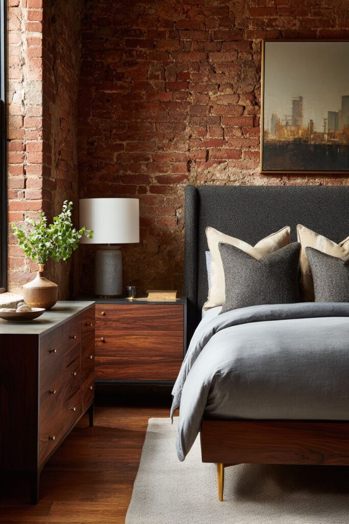 Brick Accent Wall With Material Contrast