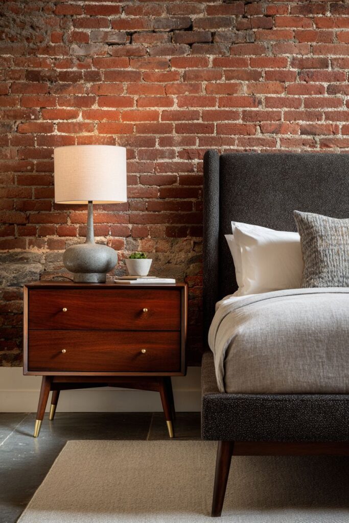 Brick Accent Wall With Material Contrast