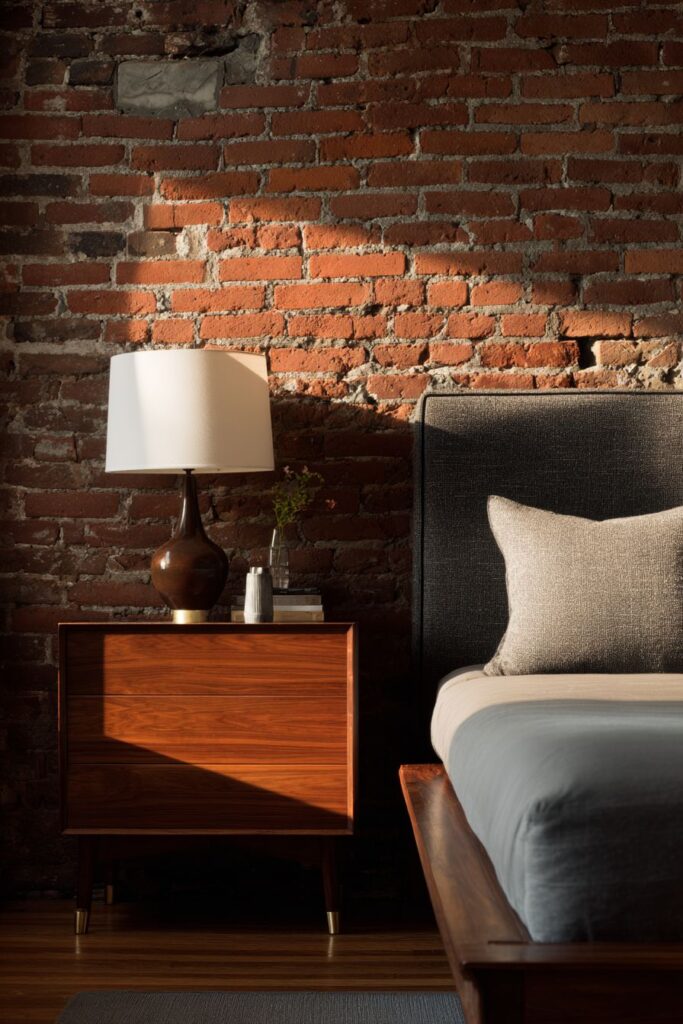 Brick Accent Wall With Material Contrast