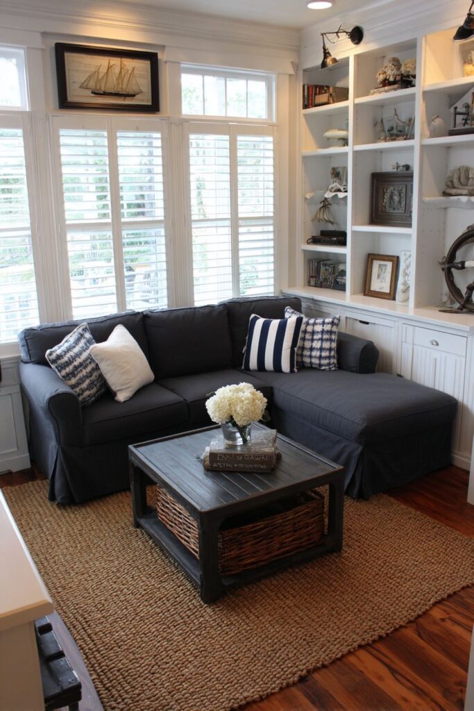 Hamptons-Style Slate Linen Coastal Elegance