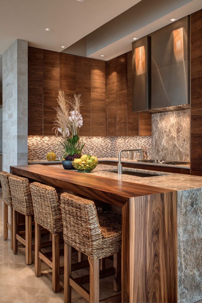 Book-Matched Walnut Waterfall Luxury