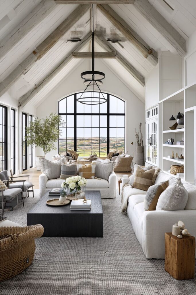 Contemporary Farmhouse with Contrasting Shiplap and Beams