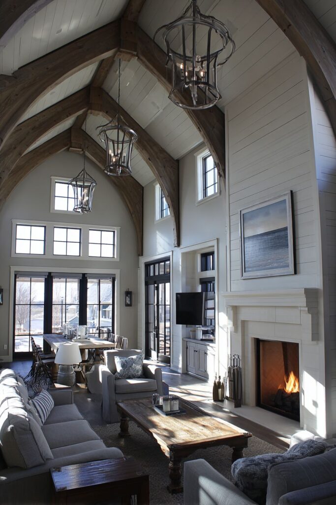 Contemporary Farmhouse with Contrasting Shiplap and Beams