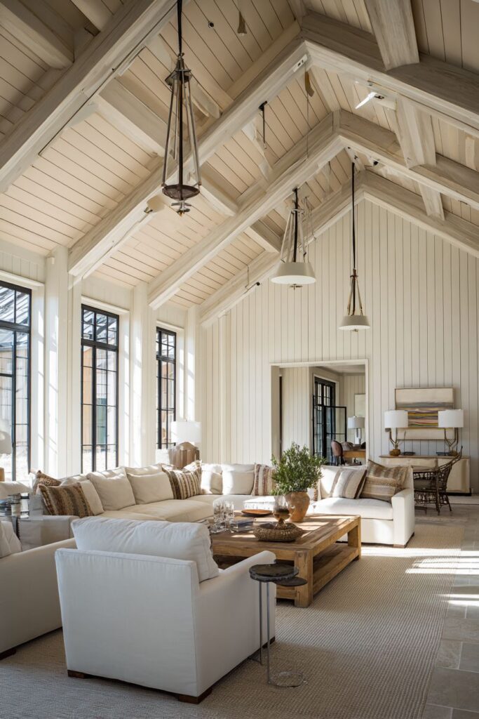 Contemporary Farmhouse with Contrasting Shiplap and Beams
