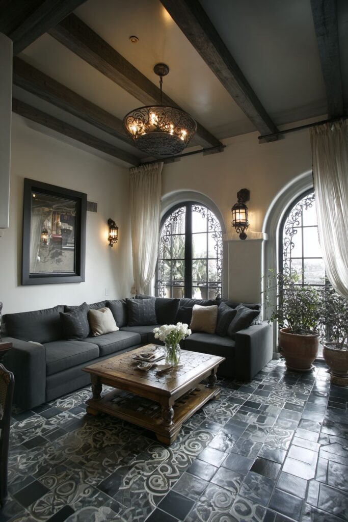 Mediterranean Charcoal Linen Villa Living
