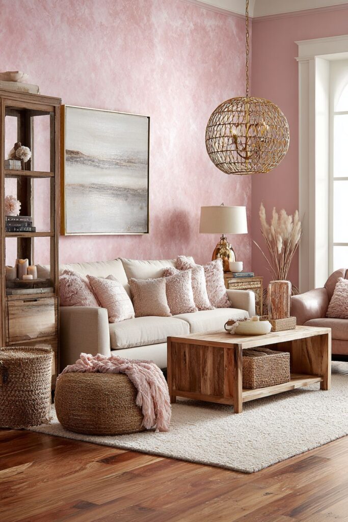 Textured Pink Wall Treatment