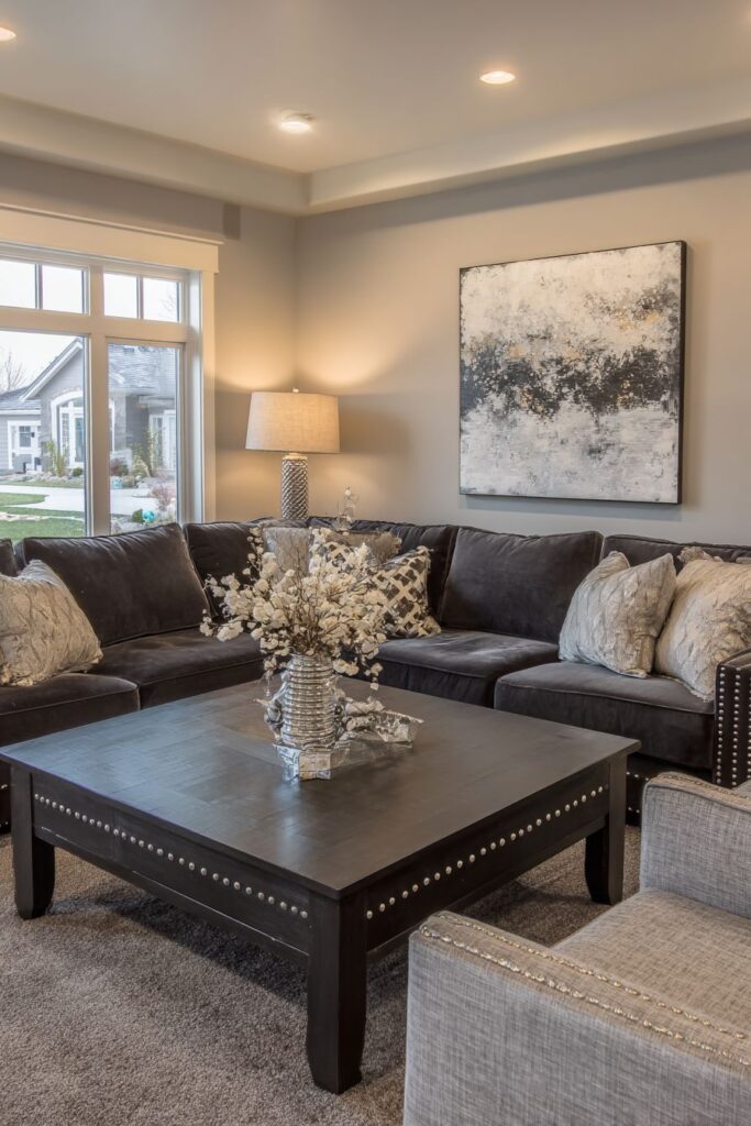 Transitional Pewter Fabric Balanced Sophistication