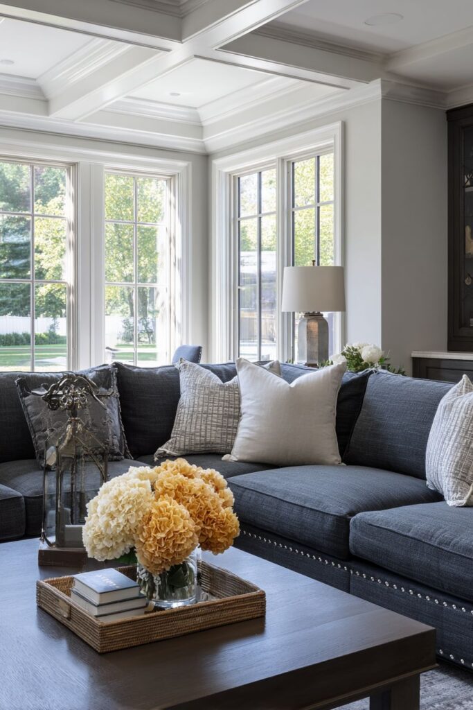 Transitional Pewter Fabric Balanced Sophistication