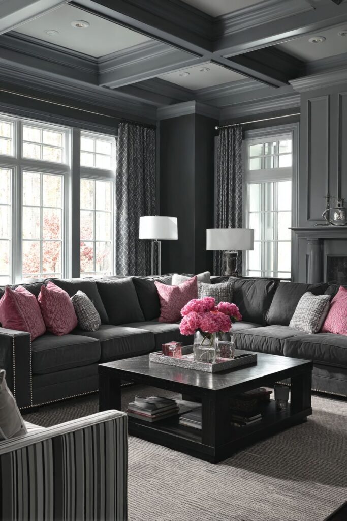 Transitional Pewter Fabric Balanced Sophistication