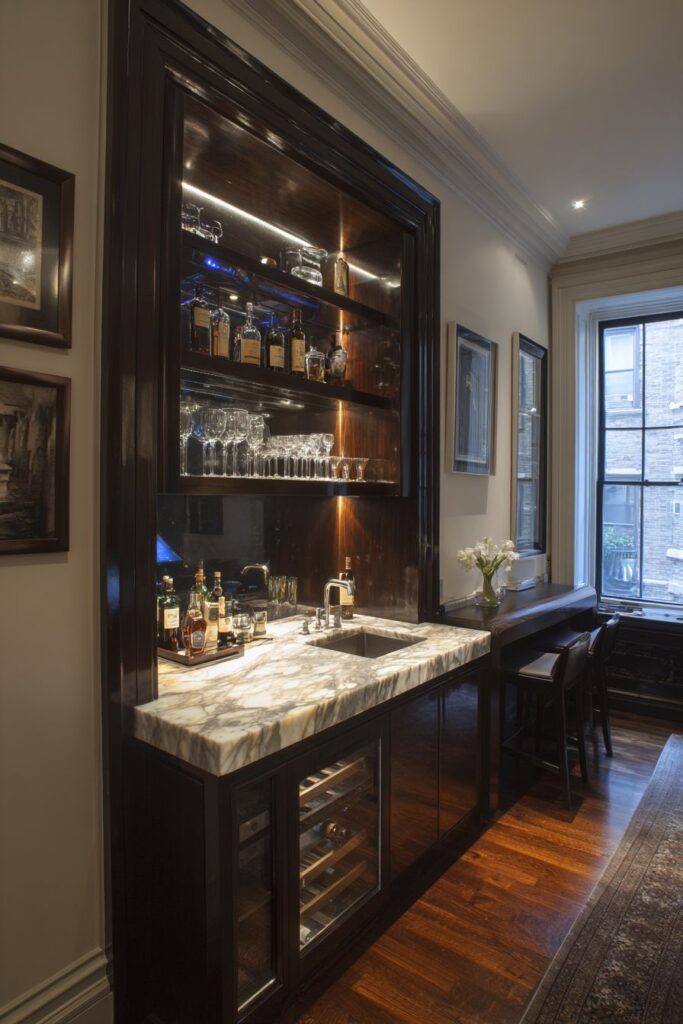 Integrated Wet Bar Sophistication