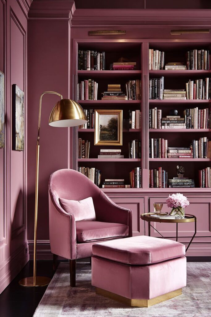 Pink Library Wall with Gradient Effect