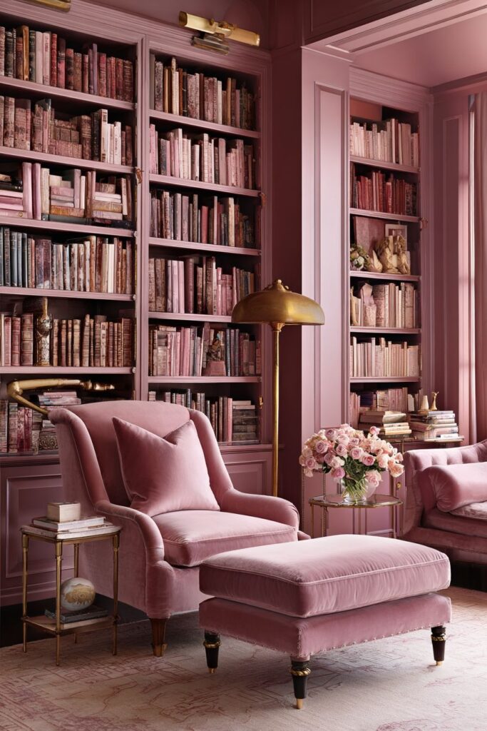 Pink Library Wall with Gradient Effect