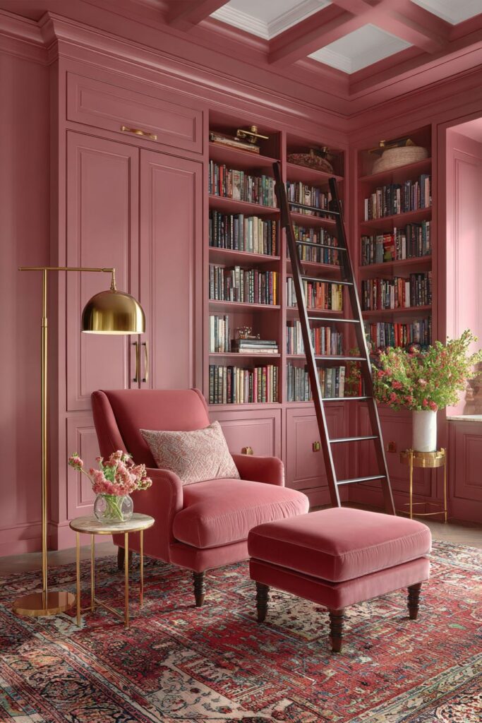 Pink Library Wall with Gradient Effect