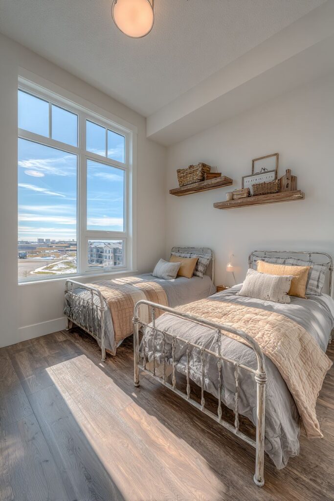 MODERN FARMHOUSE RUSTIC TWIN BEDROOM