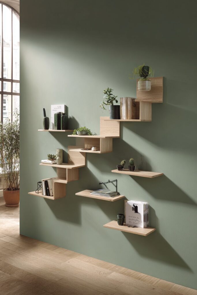 Floating Shelves in Asymmetrical Staggered Pattern