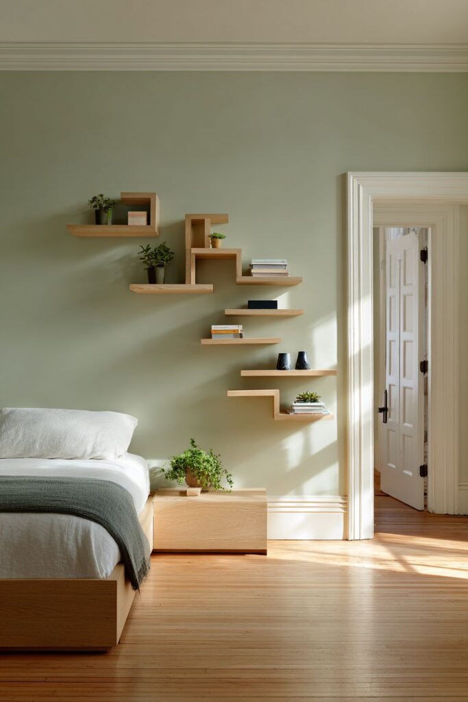 Floating Shelves in Asymmetrical Staggered Pattern