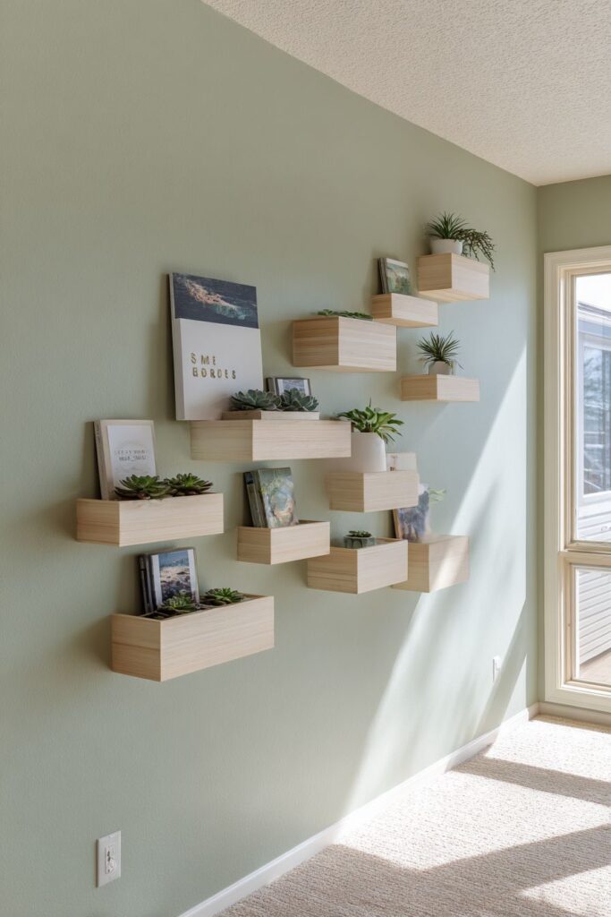 Floating Shelves in Asymmetrical Staggered Pattern