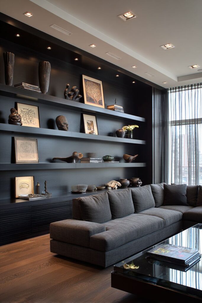 Modern Black Built-in Entertainment Center