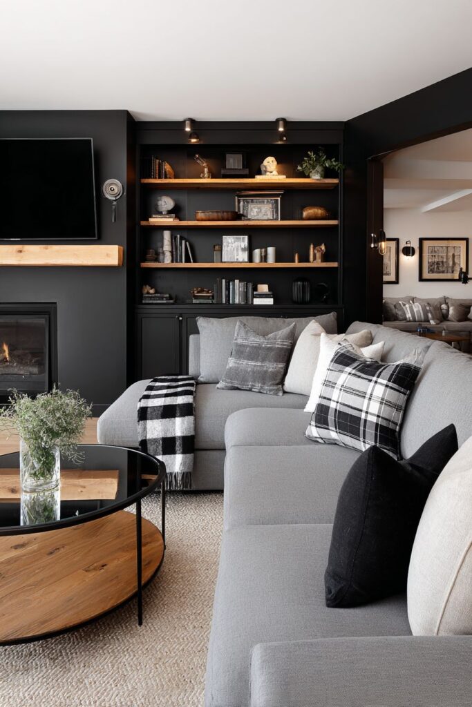 Modern Black Built-in Entertainment Center