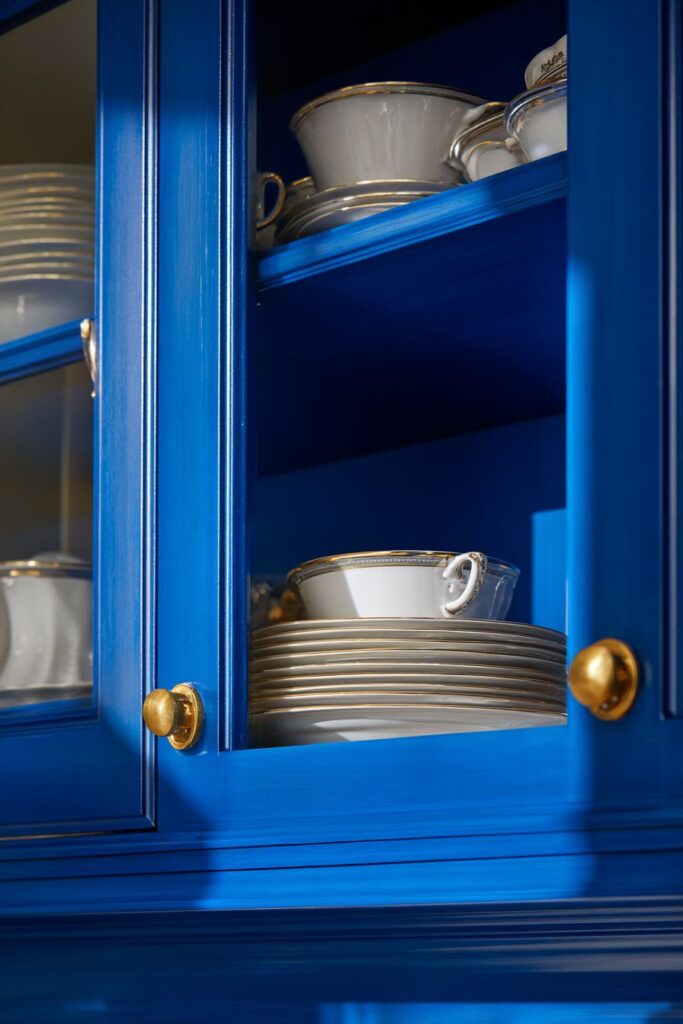 Sapphire Blue Built-In China Cabinet Storage