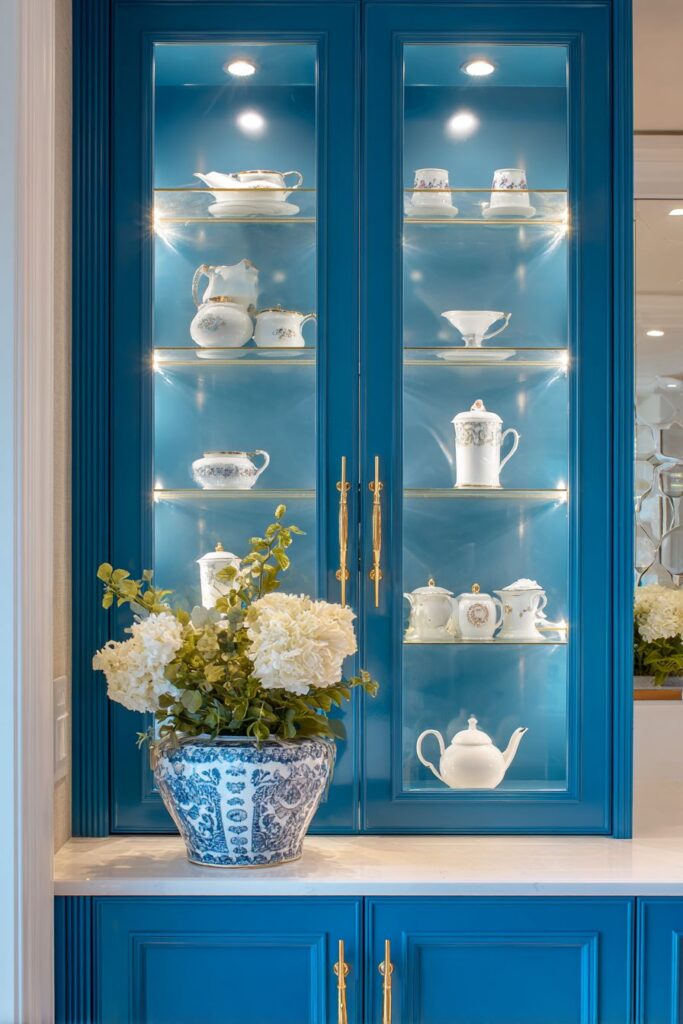 Sapphire Blue Built-In China Cabinet Storage