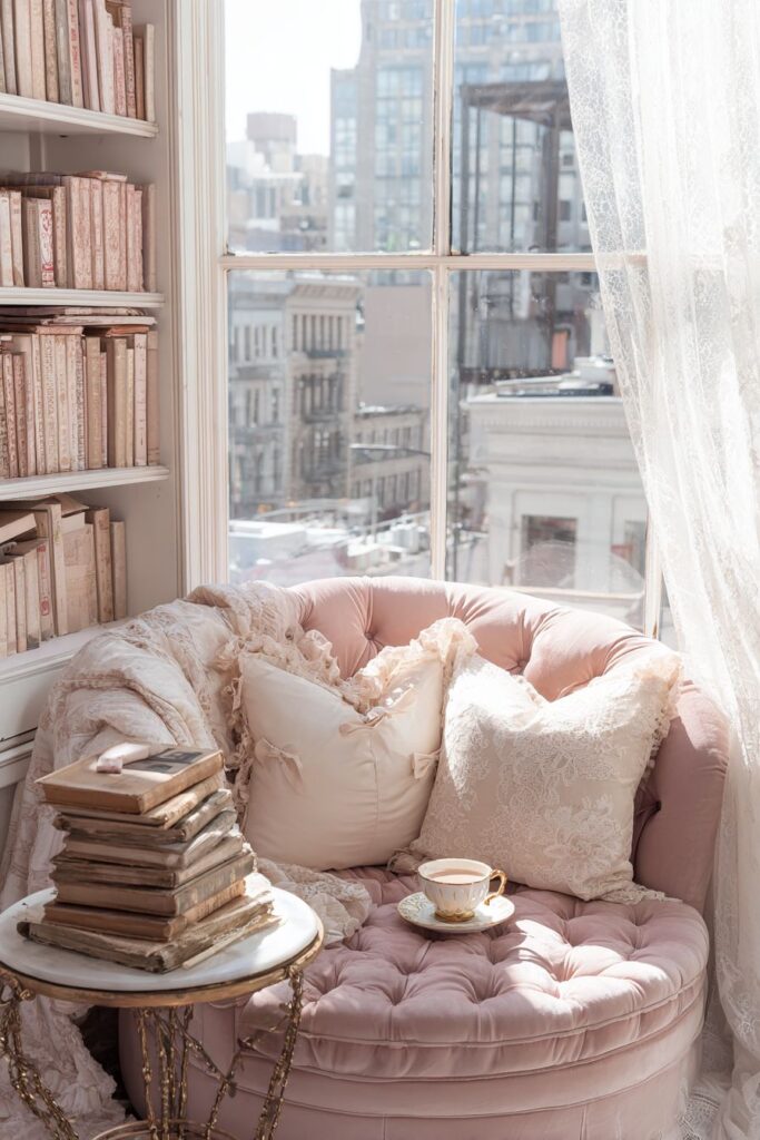 Intimate Reading Nook in Blush and Cream Tones