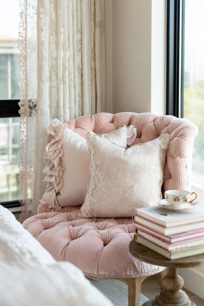 Intimate Reading Nook in Blush and Cream Tones