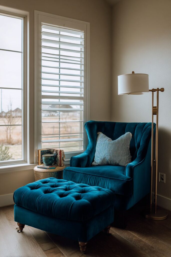 Cozy Teal Reading Nook
