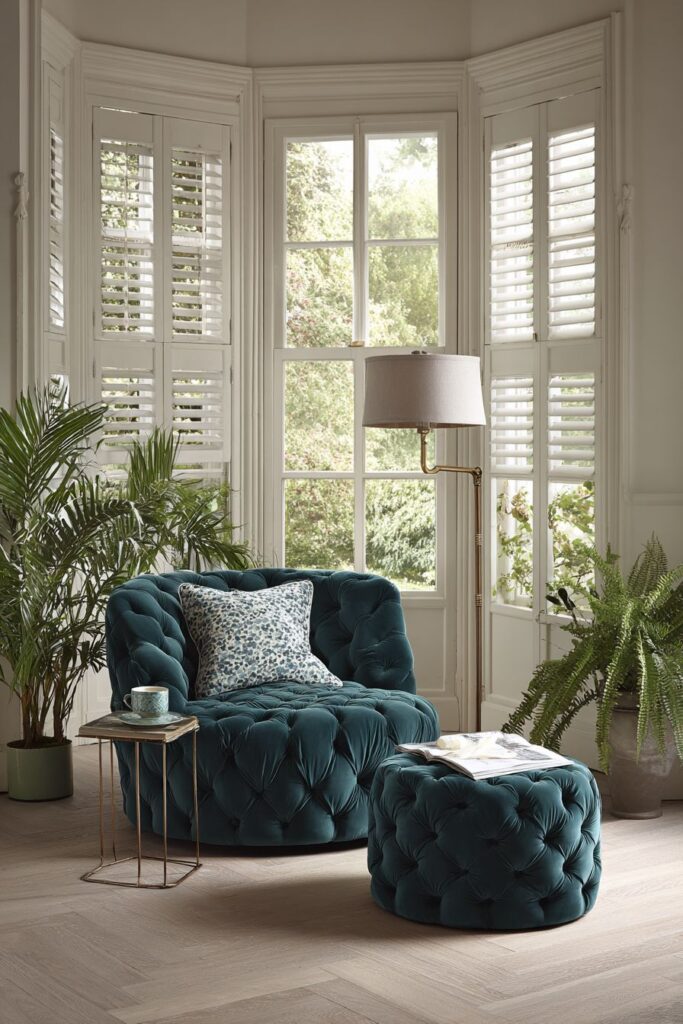Cozy Teal Reading Nook
