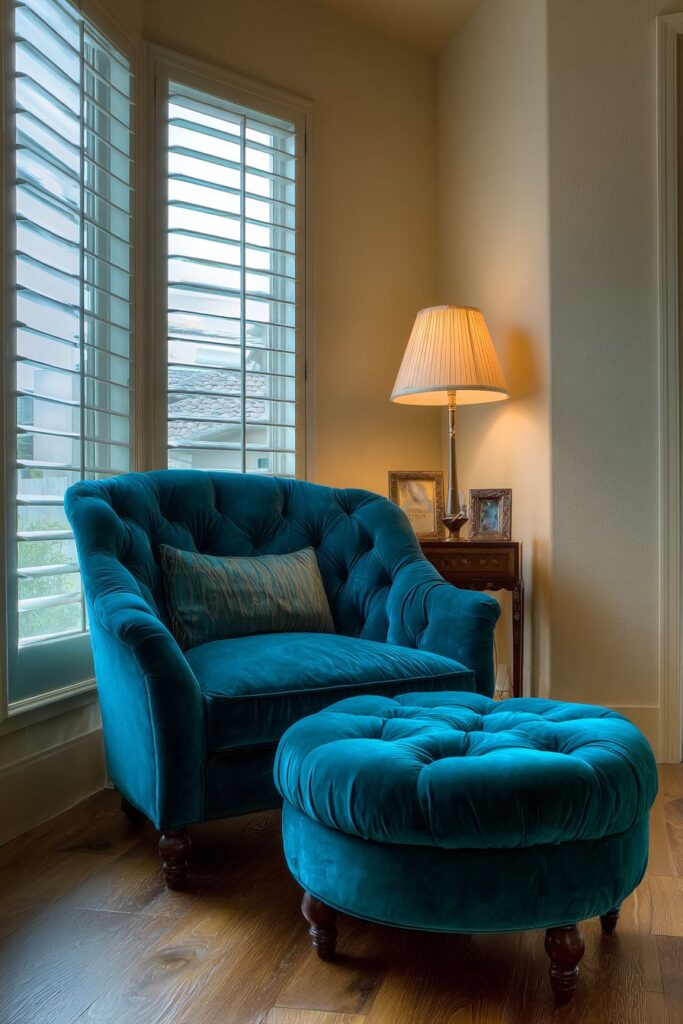 Cozy Teal Reading Nook